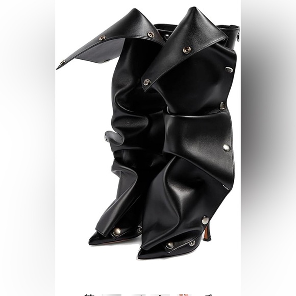 Women Knee High Boots Stiletto High Heel Boot Detachable Snap-off Panel Boots - Picture 6 of 8